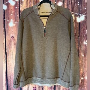 Tommy Bahama Flipsider Reversible Half-Zip Mens Light Brown Sweater